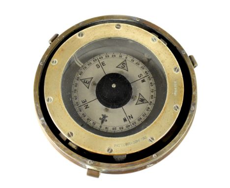 A ship's large heavy compass patent 01151A-Np8478K, height 15cm, diameter 16cm.