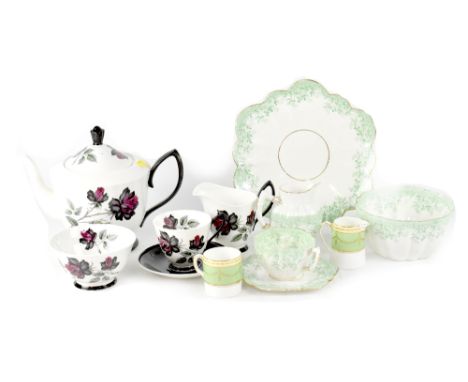 Four vintage part tea sets to include Royal Albert 'Masquerade' pattern comprising six cups, saucers, side plates, milk jug, 