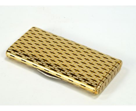 A French Art Deco yellow metal combined cigarette and vesta case, with geometric design in white and black enamel, the thumb 