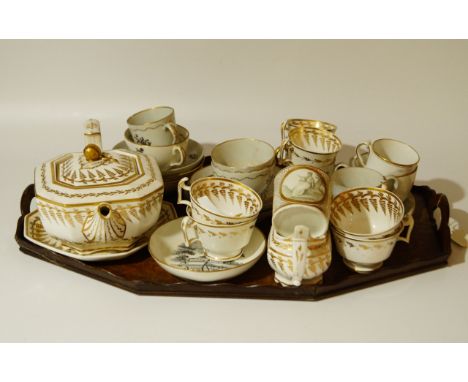 An early 19thC Spode no. 2461 pattern and other part service, to include teapot, 26cm wide, stand, milk jug, quantity of vari