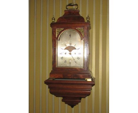 A George III style mahogany cased bracket clock, the silvered dial signed Henry Overall, Dover, with Roman numerals and Arabi