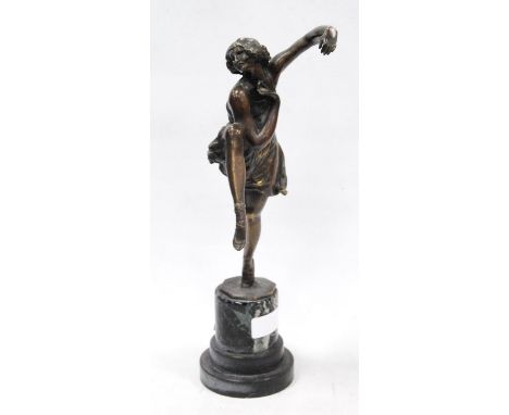 After Bruno Zach (Ukrainian-Austrian, 1891 - 1935) Art Deco-style bronze figure modelled as a female ballet dancer in pose, m