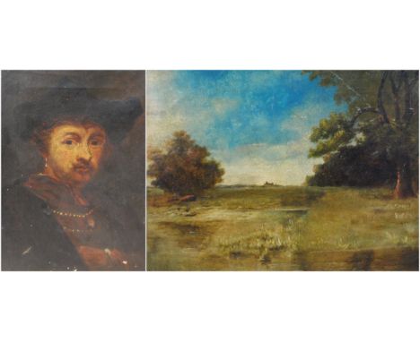 Follower of Sir Anthony van Dyck (Flemish, 1599 - 1641) Portrait, possibly a 17th century Earl Unframed oil on canvas, 31cm x