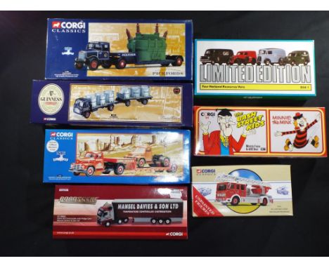Diecast - Corgi - seven boxed diecast model vehicles in various scales, including CC18003 Volvo FH - Mansel Davies, 16704 Sca