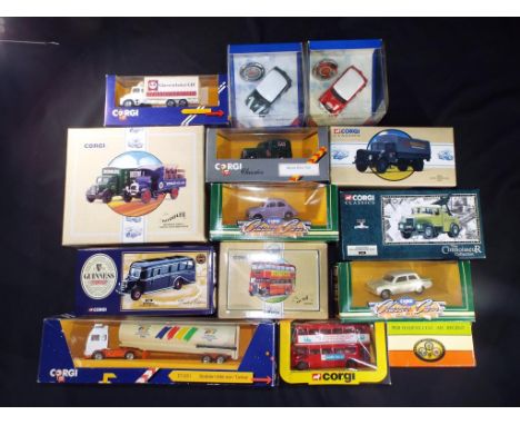 Diecast - Corgi - fourteen boxed diecast models in various scales, including 94140 Monte Carlo Mini, 33804 Bedford OB Coach-G