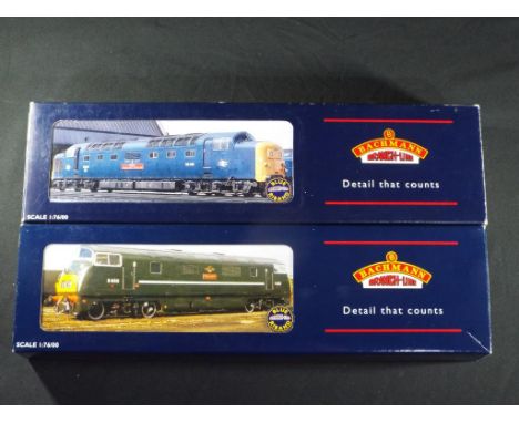 Model Railways - Bachmann OO gauge two diesel locomotives, comprising 32-526 Class 55 diesel [buffers missing] and 32-053 Cla