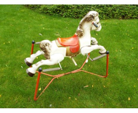 Mobo - a vintage painted metal childs Rocking Horse