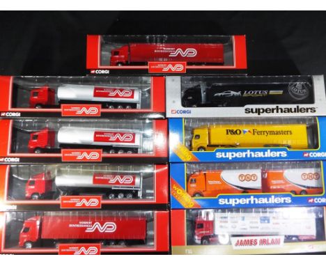 Corgi Superhaulers - nine scale model tankers and trailers comprising # 59517, 59536, 59547, 59548, 2 off 59534, 59543, 59535