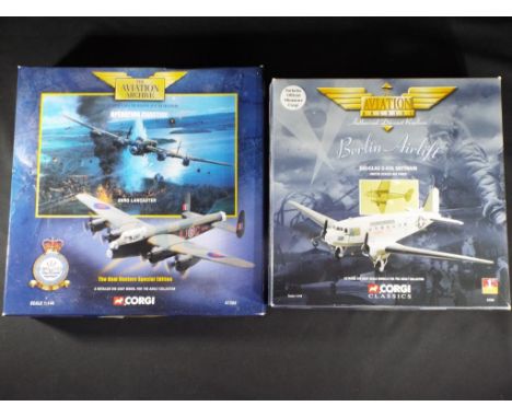 Diecast - Corgi - two 1/44 scale airplanes in original boxes, including 47101 and 47304, models appear in excellent to near m