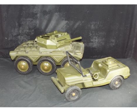 Cherilea, Sharna - 2 Vintage Action Man compatible vehicles. Lot consists of a Sharna Saladin Armoured Car, and a Cherilea Je