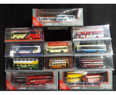 Corgi Original Omnibus - 14 diecast scale model buses comprising eight single packs and three twin-model packs, all appear mi