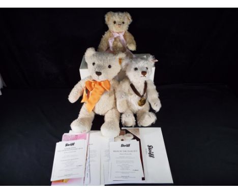 Steiff - three Steiff bears, predominantly unboxed, including Charlotte, The Steiff Royal Baby Bear, exclusive to Danbury Min