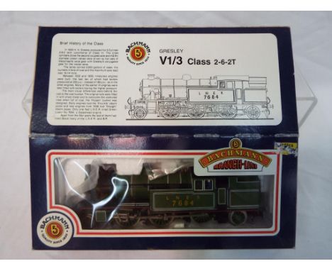 Bachmann Branch Line - an OO gauge 2-6-2T tank locomotive, Gresley V1/3 class, op no 7684 LNER green # 31-600 apears mint in 
