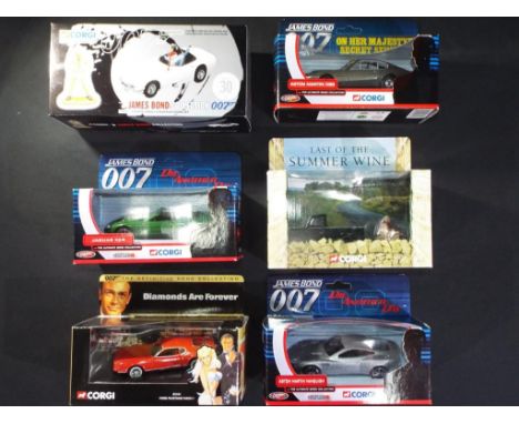 Corgi - Six diecast model vehicles in various scales with a TV / Film related theme. Lot includes, TY07501 Aston Martin Vanqu