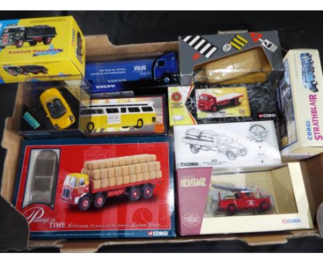 Corgi - ten boxed diecast models to include 'Passage of Time' 1:50 scale lorry with load, Peoria coach # GM 5300, Volvo sleep