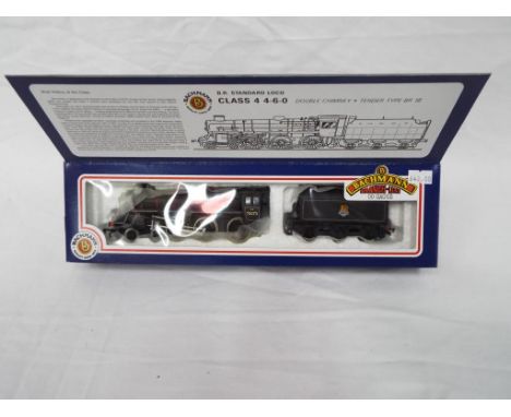 Bachmann - an OO scale model locomotive 4-6-0 Class 4 standard loco, op no 75073, double chimney, black BR livery, # 31-102, 