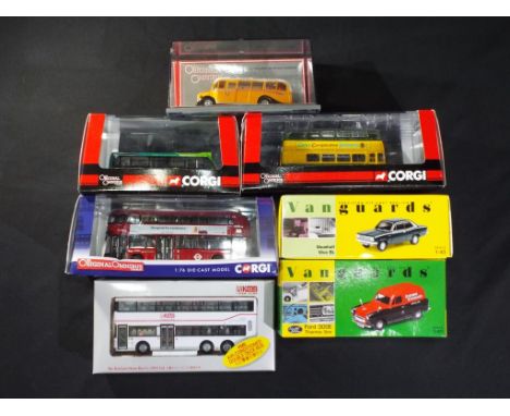 Corgi, Vanguards - Seven boxed diecast model vehicles in various scales. Lot includes, Corgi 43201 KMB Air -Conditioned Doubl