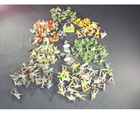 Britains, Herald, Airfix and other - in excess of 100 unboxed plastic toy soldiers in various scales, including Britains Mort