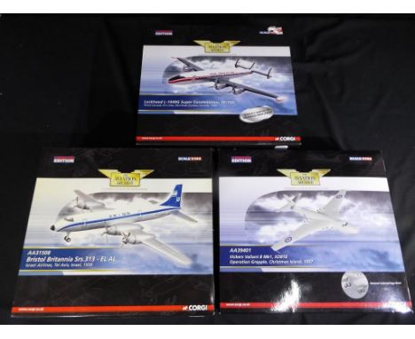 Corgi Aviation - 3 boxed Limited Edition 1:144 scale diecast model aircraft by Corgi. Lot consists of AA35106 Lockheed L-1049