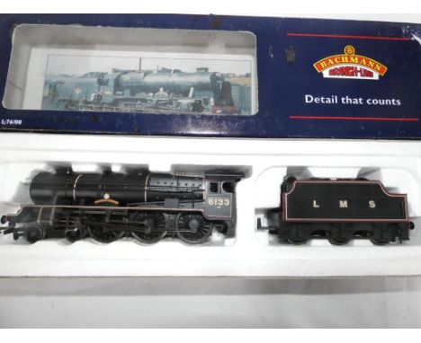 Bachmann Branch Line - an OO gauge 4-6-0 locomotive and tender, rebuilt Scot class, op no 6133 'The Green Howards' LMS black 