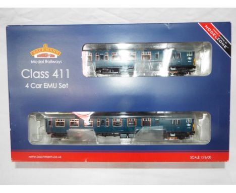 Bachmann - an OO gauge class 411 four-car 4CEP EMU set, 7119, BR blue with full yellow ends, 21 DCC # 31-427Z, appears mint i