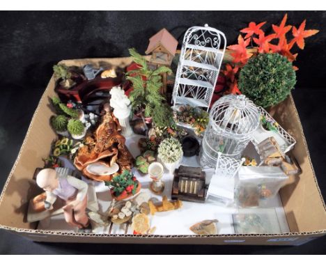 Dolls House Accessories - a collection of dolls house accessories mainly garden related items to include metal garden furnitu