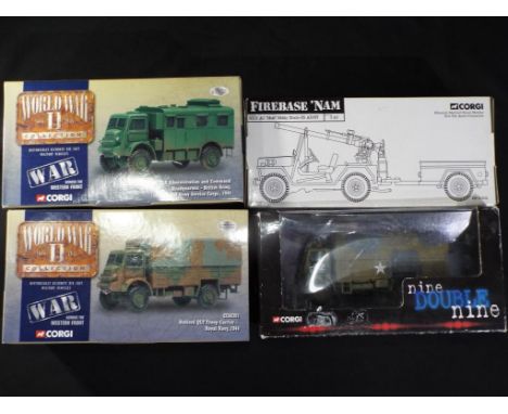 Corgi - Four boxed diecast military vehicles in various scales by Corgi. Lot includes, CC60302 Bedford QR Admin &amp; Command