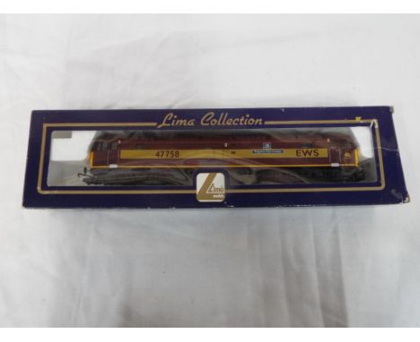 Lima - an OO gauge model diesel electric locomotive, op no 47758 'Regency Rail Cruises' EWS, # 204690, appears n mint in wind