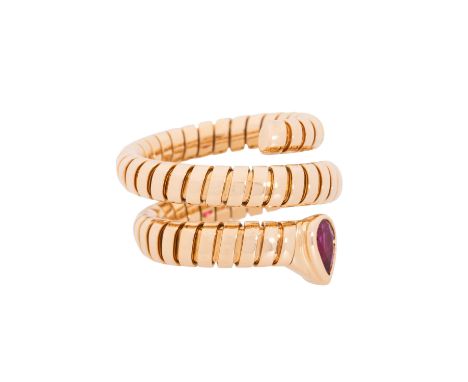 Bulgari "Serpenti" Tubogasring mit Rubin von ca. 0,50 ct, GG 18K, 14,6 gr, RW 55-60 (flexibel), Ende 20. Jh., guter Zustand m