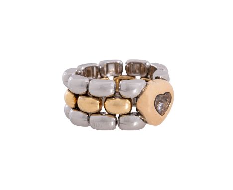 CHOPARD Kettenring "Happy Diamonds" mit kleinem Brillant ca. 0,05 ct von guter Farbe u. Reinheit, GG 18K mit Edelstahl, 12,8 