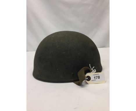 BRITISH ROYAL ARMOURED CORP. HELMET SHELL AS USED BY DISPATCH RIDERS, LINING AS PER STANDARD WWII HELMET