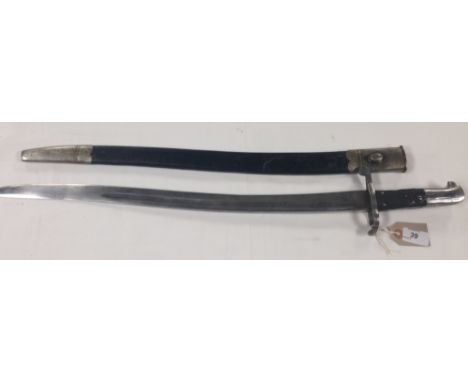 1856 PATTERN ENFIELD SWORD BAYONET IN LEATHER SCABBARD 