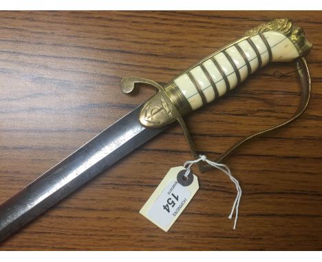 1805 PATTERN NAVAL OFFICERS SWORD NO SCABBARD. ETCHED BLADE