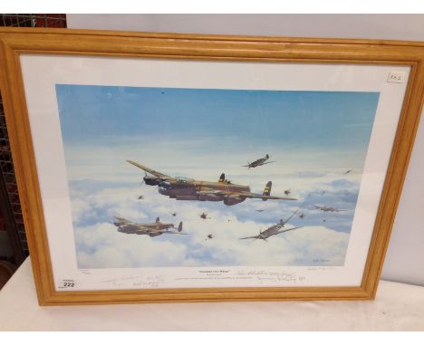 LIMITED EDITION PRINT (91/200) "ENCOUNTER OVER WITTEN" BEARING SIGNATURE BY THE ARTIST KEITH ASPINALL AND 5 CREW MEMBERS OF L