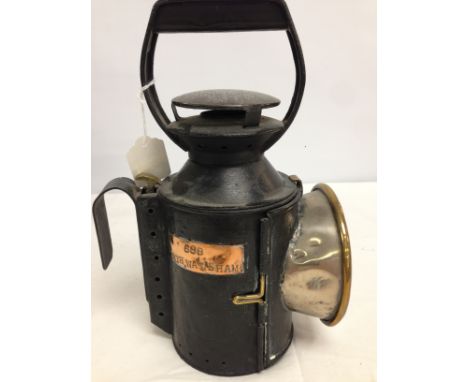 RAILWAY LAMP BEARING ORIGINAL COPPER PLAQUE 688 NORTH WALSHAM 