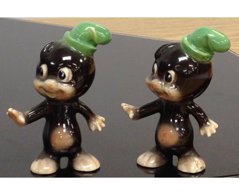 TWO RARE 1950'S MOLE FIGURES MARKED WESTERN GERMAN KAU14 BELIEVED GOEBEL 8CM 