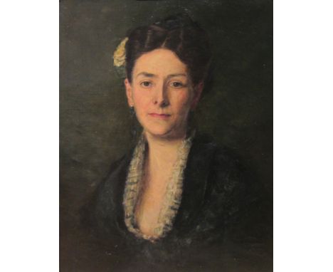 English School (19th/20th Century): Portrait of a Lady, oil on canvas unsigned, inscribed on stretcher 'Miss Hall Bishops Cle