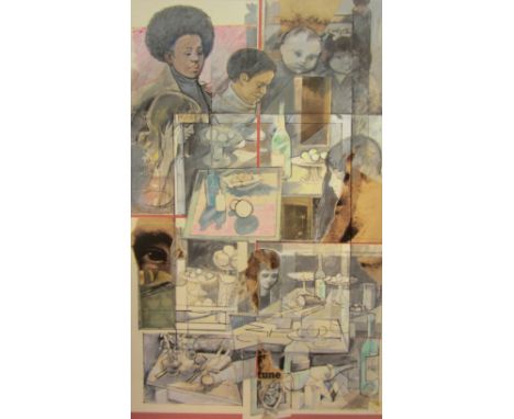 Robert H Lee (British 19152007): "First & Last Lessons", multimedia collage signed titled and dated 1977/78, 70cm x 45cm
Prov