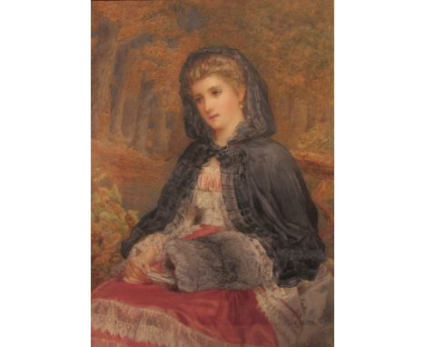 A Champion (19th century): Portrait of a Young Woman, watercolour signed and dated '74,  47cm x 33cm