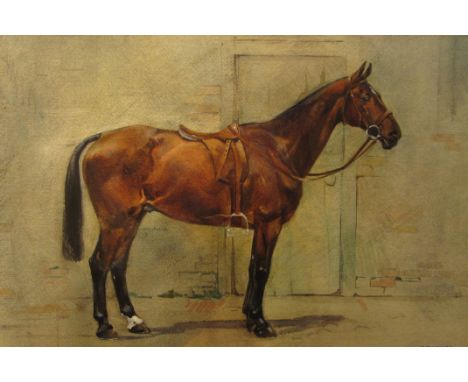 G. Falkner (British early/mid 20th century): Portrait of a Bay Hunter outside a Stable, watercolour signed 28cm x 43cm