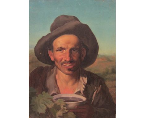 Attrib. Pio Ricci (Italian 1850-1919): Bust  Portrait of a Peasant  after Diego Velasquez, oil on panel unsigned 22cm x 17cm 