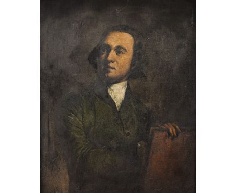 After George Romney, portrait of Thomas Barrow (1749-1778), inscribed verso, oil on canvas, 60cm by 50cm, carved gilt wood fr