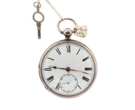 Henry Fossett of Oates, a Victorian silver cased open faced pocket watch, 5cm enamel Roman dial with subsidiary seconds dial 