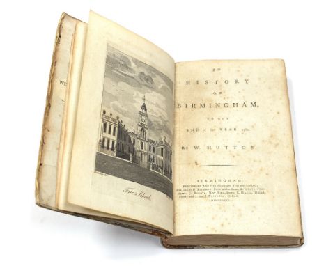 'An History of Birmingham', by W. Hutton. Printed in Birmingham by Pearson and Rollason, 1781. Original Georgian quarter leat