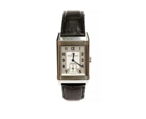 Jaeger Le Coultre, a circa 1999 gentleman's Jaeger Le Coultre steel  Reverso wristwatch, 2.5cm rectangular silvered dial with