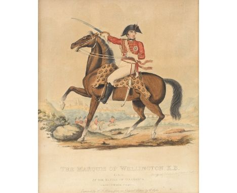 Napoleonic Wars interest: late-Georgian British hand-coloured stipple engraved portrait of the 1st Duke of Wellington (when M