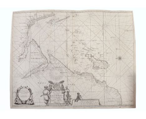 A very rare 17th-century map: 'A Chart of the Western Part of the East Indies'. Featuring dedication to the East India Compan