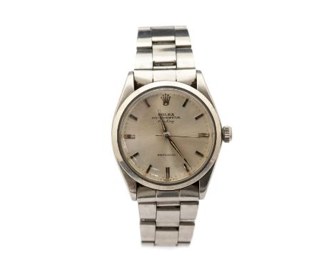 Rolex, a 1960's gentleman's Rolex Oyster Perpetual Air King stainless steel wristwatch, 3cm circular silvered dial with baton