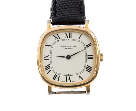 Favre-Leuba, a gentleman's gold plated Favre-Leuba wristwatch, 3cm white dial with Roman numerals, backplate No. 3560-51, 317