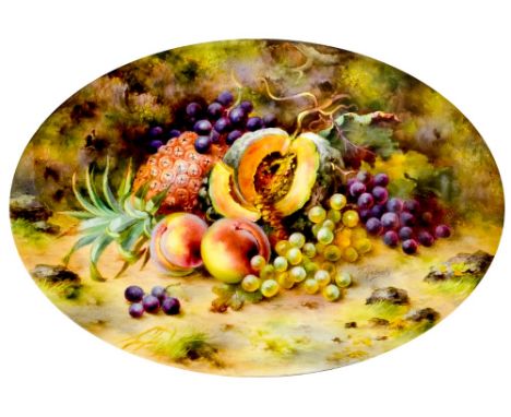 A Royal Worcester fruit painted plaque by F. Roberts, signed, framed 